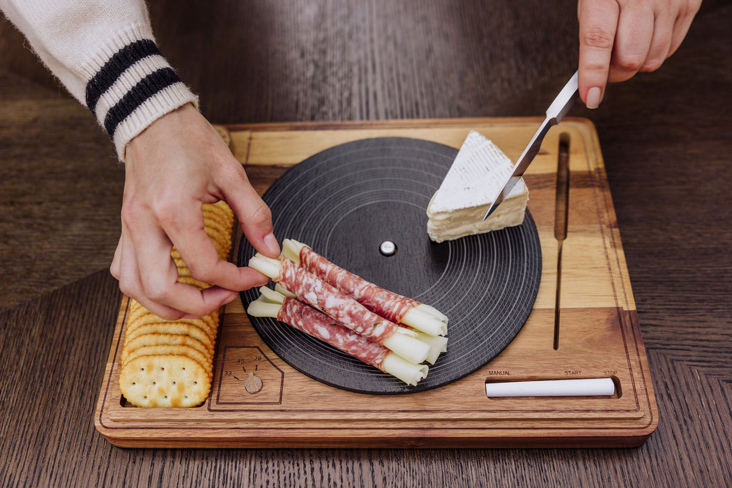 Turntable Acacia and Slate Cheese Board with Knife