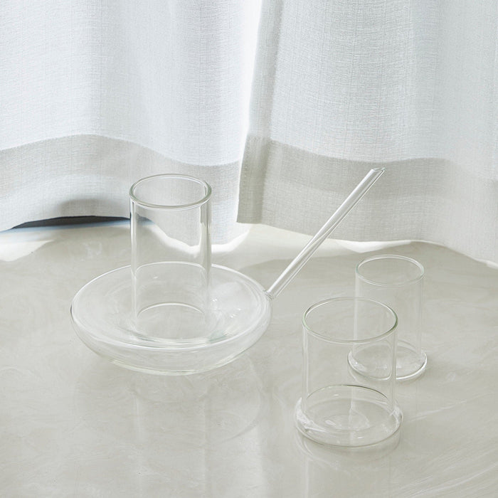 Genie Lamp Stackable Water Carafe & Glasses Set - The Wine Savant 1000 ML Glass Pitcher with 2 7oz Glasses 7" For Water, Juice, Cocktail