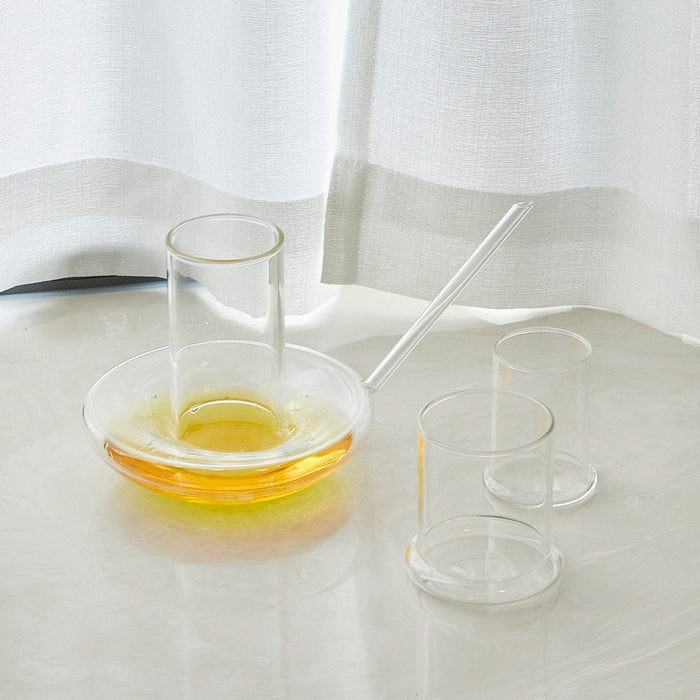 Genie Lamp Stackable Water Carafe & Glasses Set - The Wine Savant 1000 ML Glass Pitcher with 2 7oz Glasses 7" For Water, Juice, Cocktail