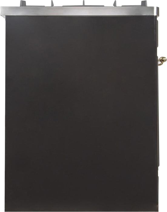 ILVE 30" Majestic II Dual Fuel Range 5 Burners, Oven - Brass Trim, Glossy Black UM30DNE3BKG