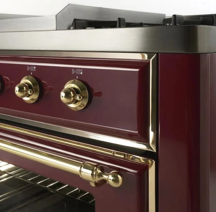 ILVE 36" Majestic II Dual Fuel Range, Brass Trim, Midnight Blue UM09FDNS3MBG