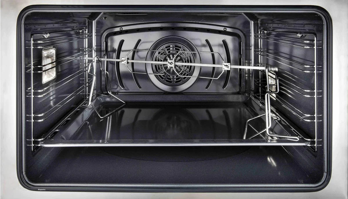 ILVE 36" Majestic II induction Range, 5 Elements, Oven, Brass Trim, Glossy Black UMI09NS3BKG