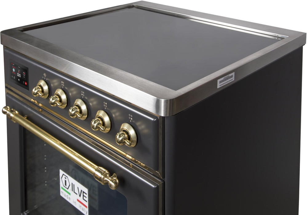 ILVE Majestic II 30"Electric Range Matte Graphite Brass Trim UMI30NE3MGG