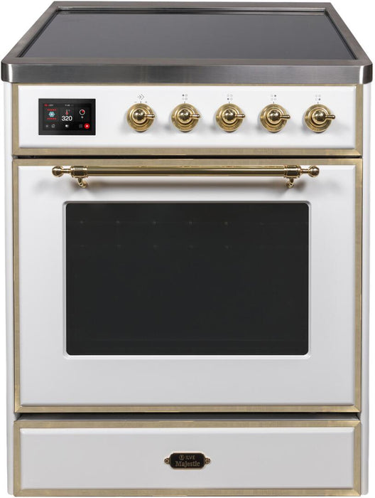 ILVE Majestic II 30"Electric Range White, Brass Trim, UMI30NE3WHG