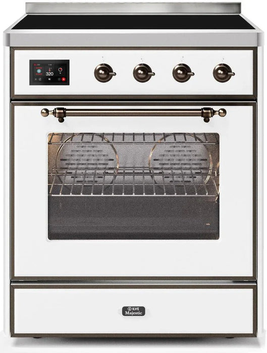 ILVE Majestic II 30"Electric Range White w/Bronze Trim UMI30NE3WHB