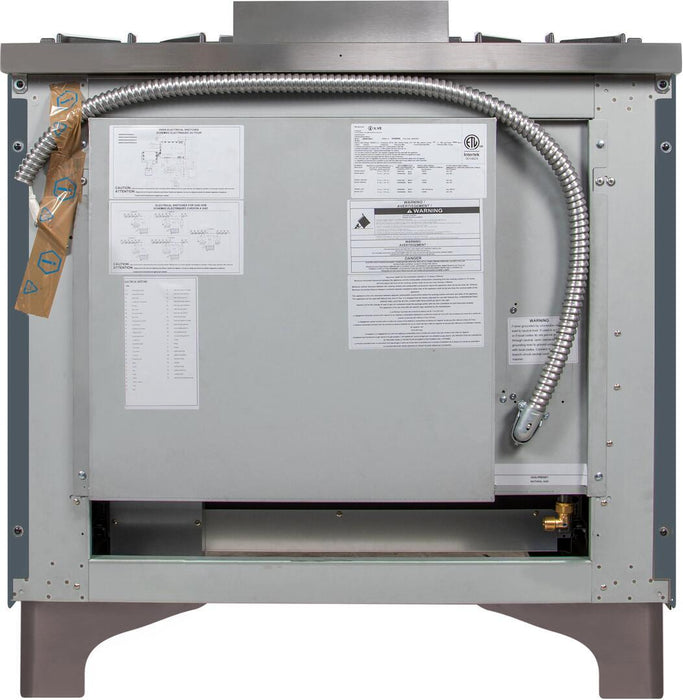 ILVE Majestic II 36" Dual Fuel, Natural Gas, Freestanding Range, Blue Grey, Brass Trim UM09FDNS3BGG