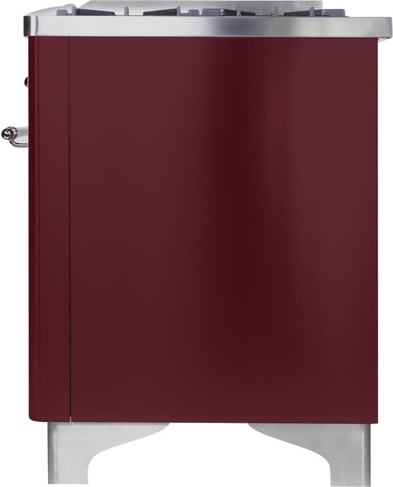 ILVE Majestic II 36" Dual Fuel, Natural Gas, Freestanding Range, Burgundy, Chrome Trim UM096DNS3BUC