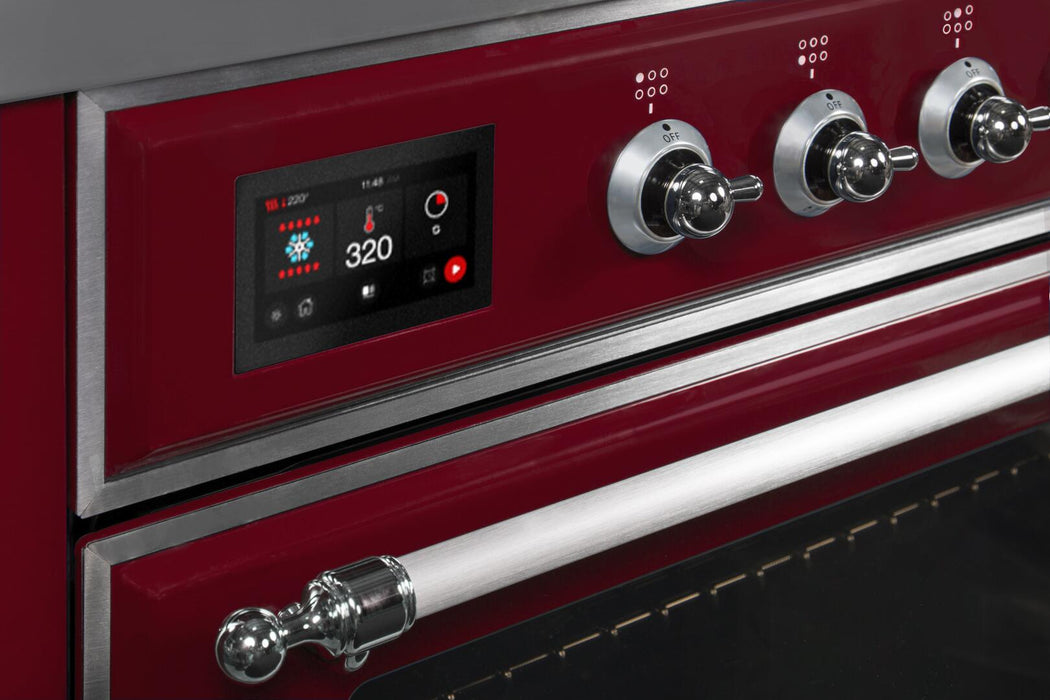 ILVE Majestic II 36" Dual Fuel, Natural Gas, Freestanding Range, Burgundy, Chrome Trim UM096DNS3BUC