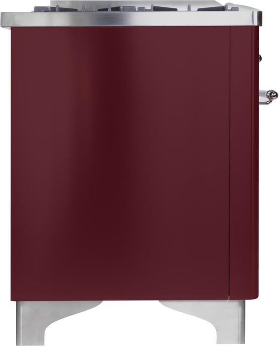 ILVE Majestic II 36" Dual Fuel, Natural Gas, Freestanding Range, Burgundy, Chrome Trim UM096DNS3BUC