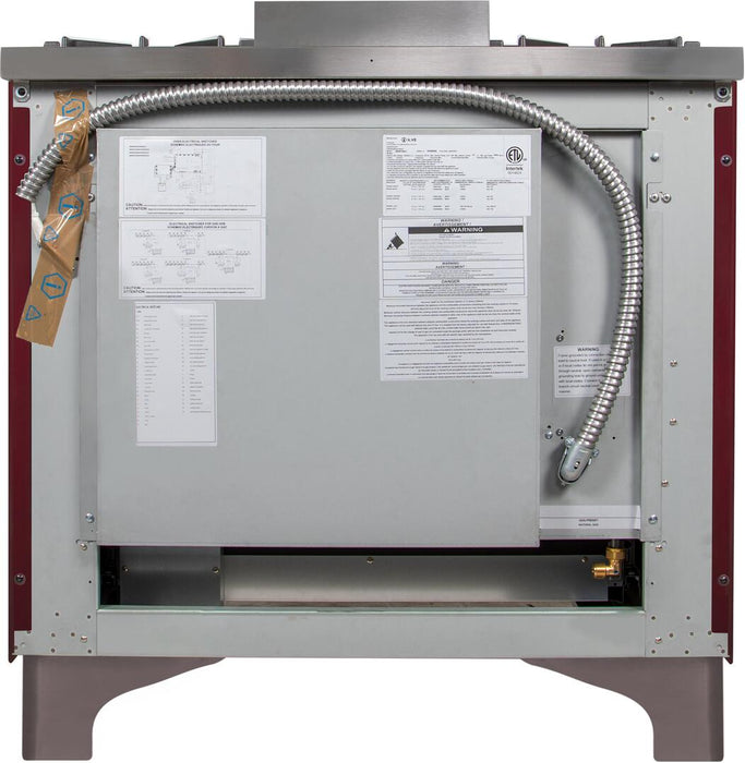 ILVE Majestic II 36" Dual Fuel, Natural Gas, Freestanding Range, Burgundy, Chrome Trim UM096DNS3BUC