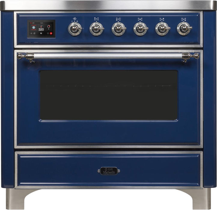 ILVE Majestic II 36" Induction Range Midnight Blue Chrome Trim UMI09NS3MBC