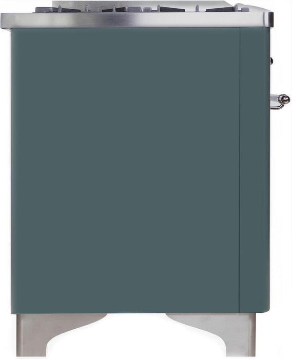 ILVE Majestic II 40" Dual Fuel, Natural Gas, Freestanding Range, Blue Grey, Chrome Trim UMD10FDNS3BGC