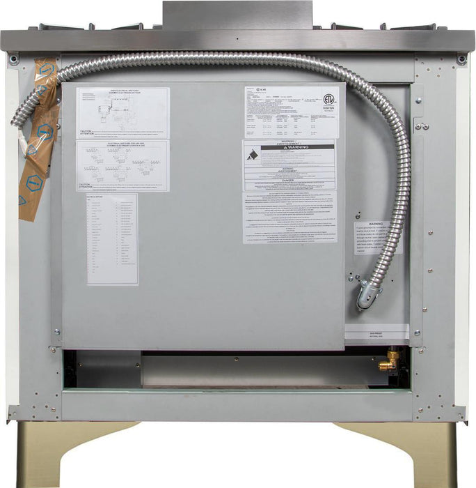 ILVE Majestic II 48" Dual Fuel Natural Gas Freestanding Range, White, Brass Trim UM12FDNS3WHG