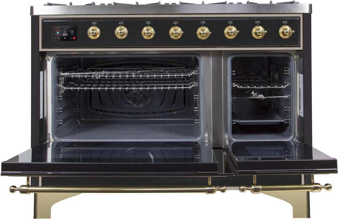 ILVE Majestic II 48" Dual Fuel Range, Glossy Black, UM12FDNS3BKG