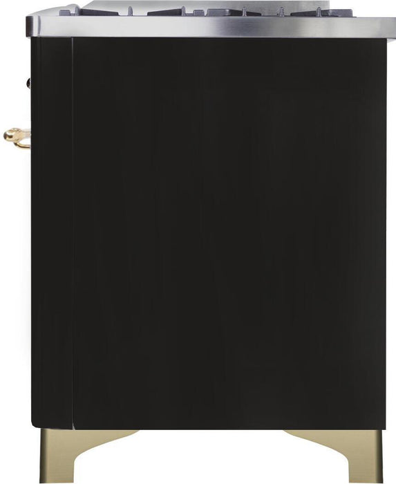 ILVE Majestic II 48" Dual Fuel Range, Glossy Black, UM12FDNS3BKG