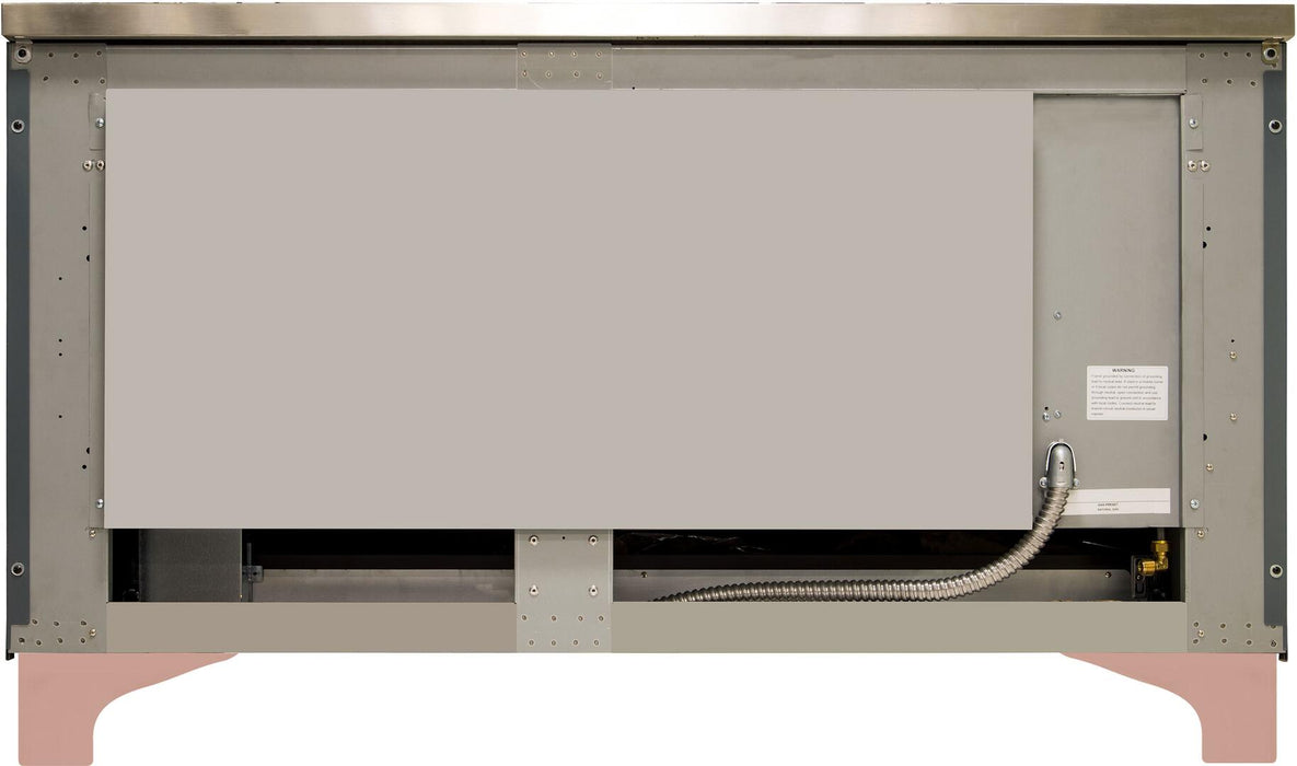 ILVE Majestic II 60 Inch Dual Fuel Natural Gas Freestanding Range, Blue Grey, Copper Trim, UM15FDNS3BGP