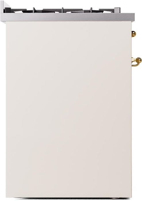 ILVE Nostalgie II 30" Dual Fuel Natural Gas Range, Antique White, Brass Trim UP30NMPAWG