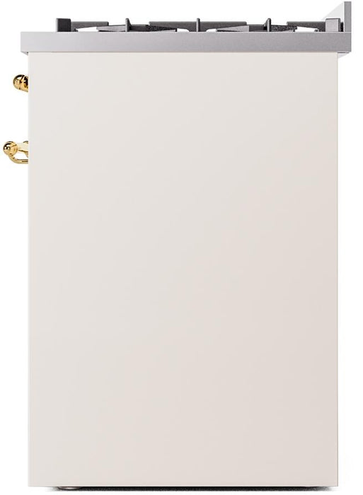 ILVE Nostalgie II 30" Dual Fuel Natural Gas Range, Antique White, Brass Trim UP30NMPAWG