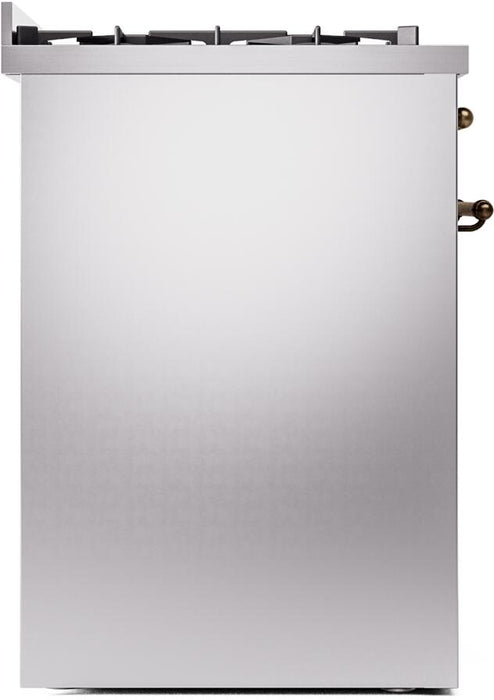 ILVE Nostalgie II 30" Dual Fuel Natural Gas Range, Stainless Steel, Bronze Trim UP30NMPSSB