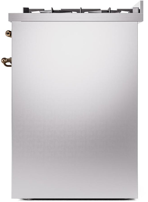 ILVE Nostalgie II 30" Dual Fuel Natural Gas Range, Stainless Steel, Bronze Trim UP30NMPSSB