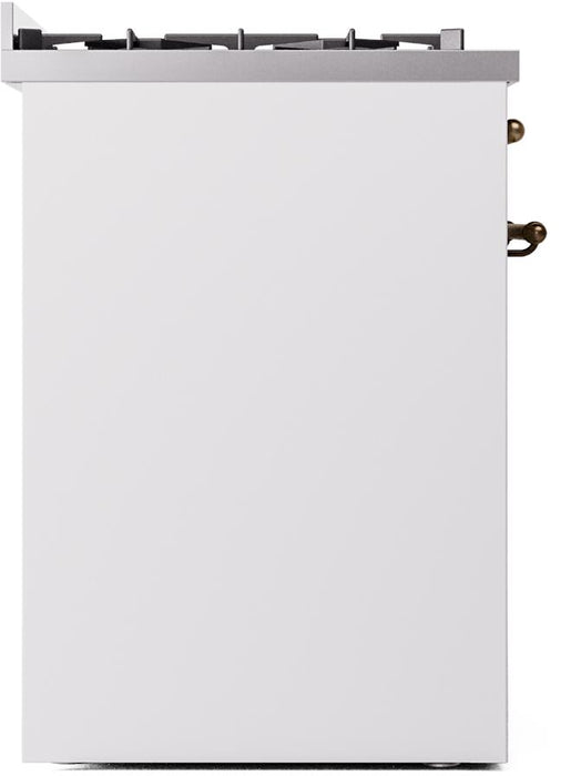 ILVE Nostalgie II 30" Dual Fuel Natural Gas Range, White, Bronze Trim UP30NMPWHB