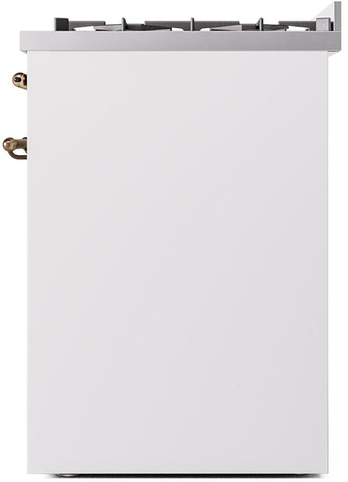 ILVE Nostalgie II 30" Dual Fuel Natural Gas Range, White, Bronze Trim UP30NMPWHB