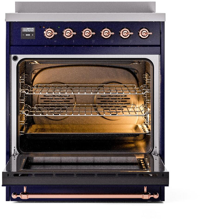 ILVE Nostalgie II 30" Electric Range, Blue, Copper Trim UPI304NMPMBP