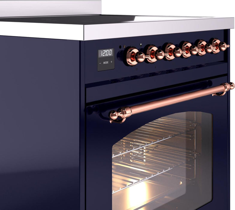 ILVE Nostalgie II 30" Electric Range, Blue, Copper Trim UPI304NMPMBP