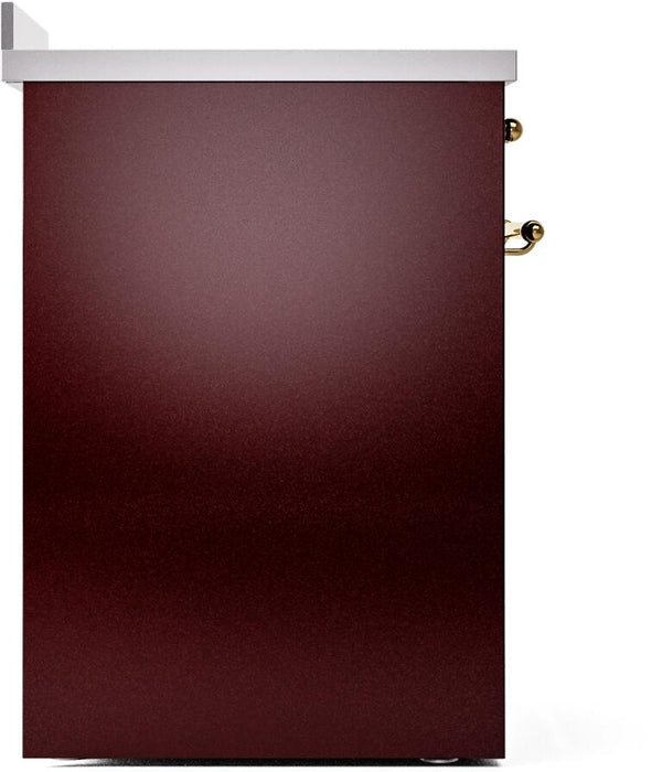 ILVE Nostalgie II 30" Electric Range, Burgundy, Brass Trim UPI304NMPBUG