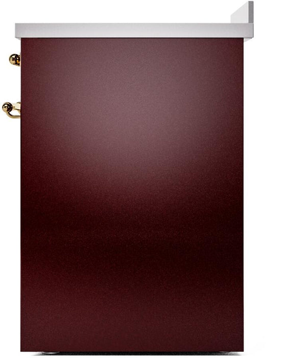 ILVE Nostalgie II 30" Electric Range, Burgundy, Brass Trim UPI304NMPBUG