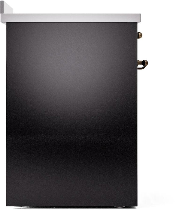 ILVE Nostalgie II 30" Electric Range, Glossy Black, Bronze Trim UPI304NMPBKB