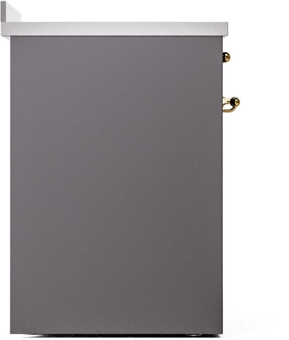 ILVE Nostalgie II 30" Electric Range, Matte Graphite, Brass Trim UPI304NMPMGG