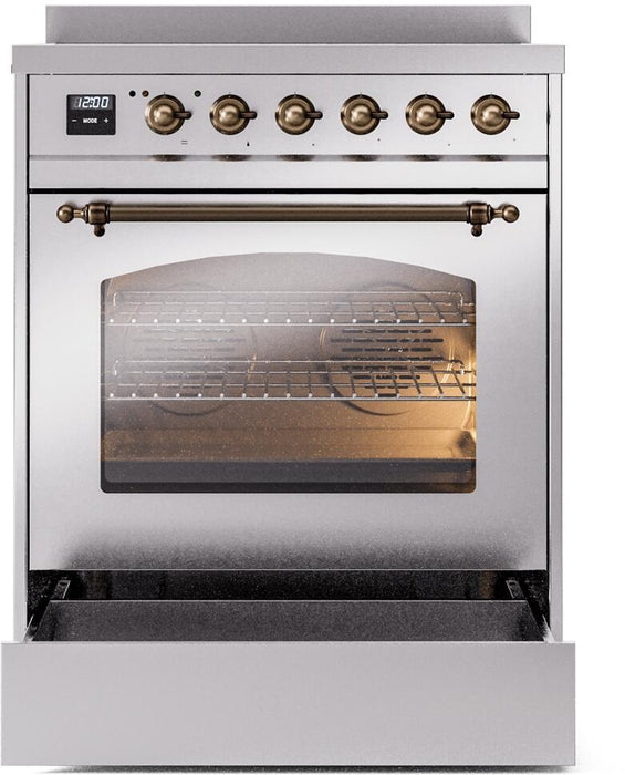 ILVE Nostalgie II 30" Electric Range, Stainless Steel, Bronze Trim UPI304NMPSSB