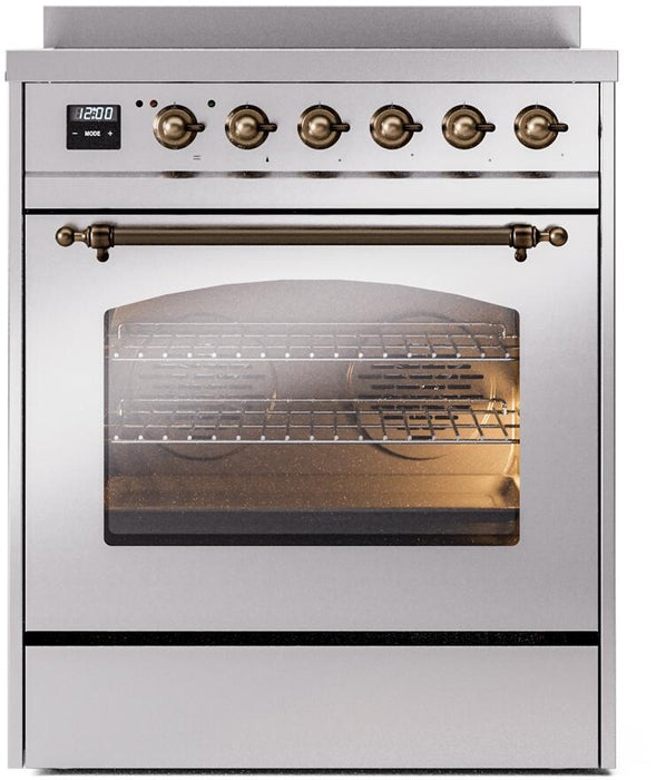ILVE Nostalgie II 30" Electric Range, Stainless Steel, Bronze Trim UPI304NMPSSB