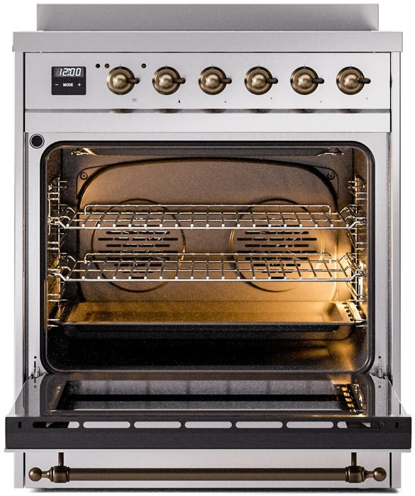 ILVE Nostalgie II 30" Electric Range, Stainless Steel, Bronze Trim UPI304NMPSSB