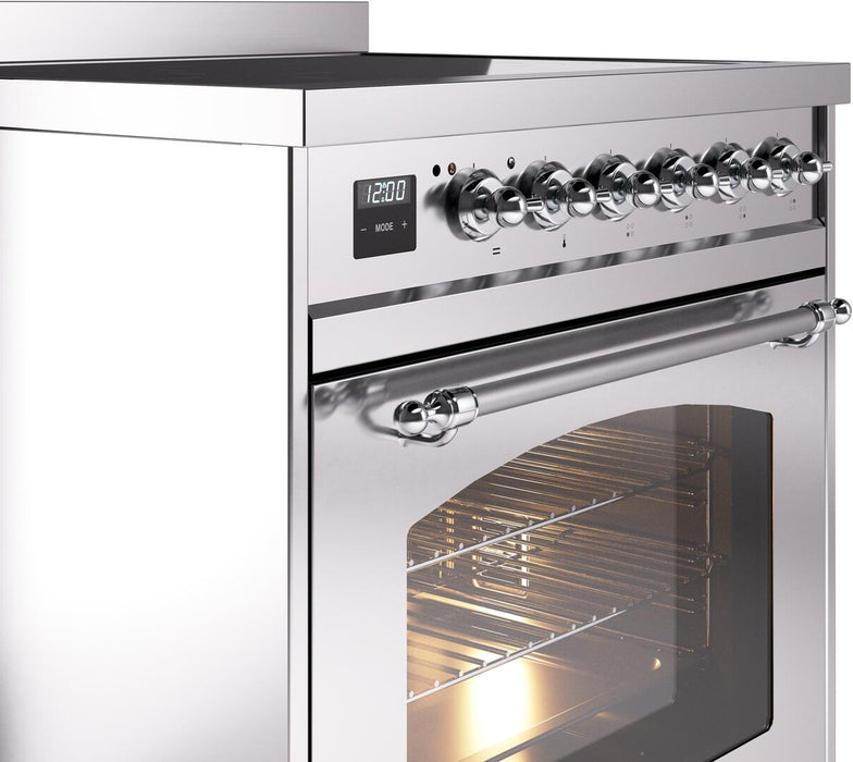 ILVE Nostalgie II 30" Electric Range, Stainless Steel, Chrome Trim UPI304NMPSSC