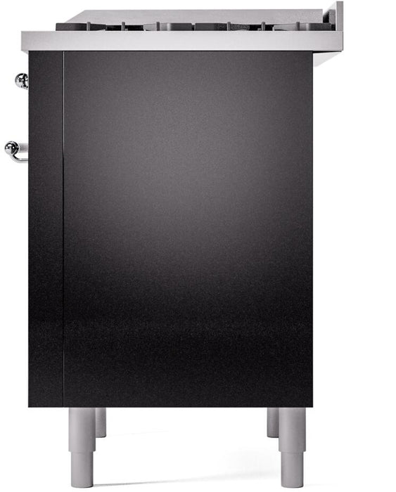 ILVE Nostalgie II 36" Dual Fuel Liquid Propane Range, Glossy Black, Chrome Trim UP36FNMPBKCLP