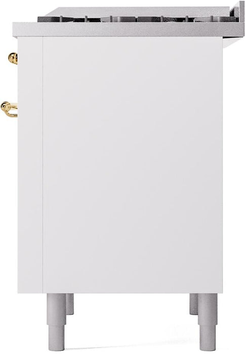 ILVE Nostalgie II 36" Dual Fuel Liquid Propane Range, White, Brass Trim UP36FNMPWHGLP