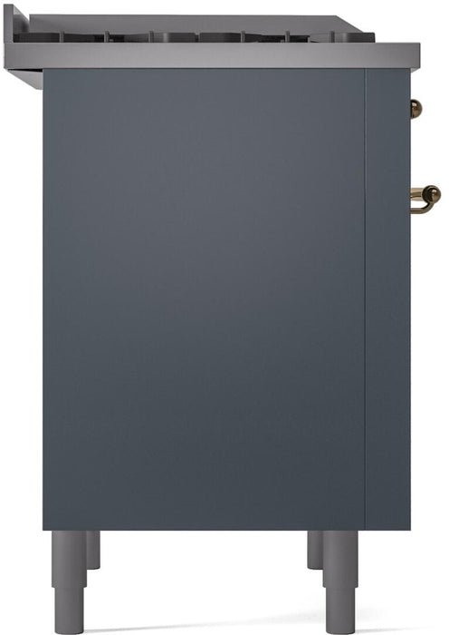 ILVE Nostalgie II 36 " Dual Fuel Natural Gas Freestanding Range in Blue Grey with Brass Trim, UP36FNMPBGG