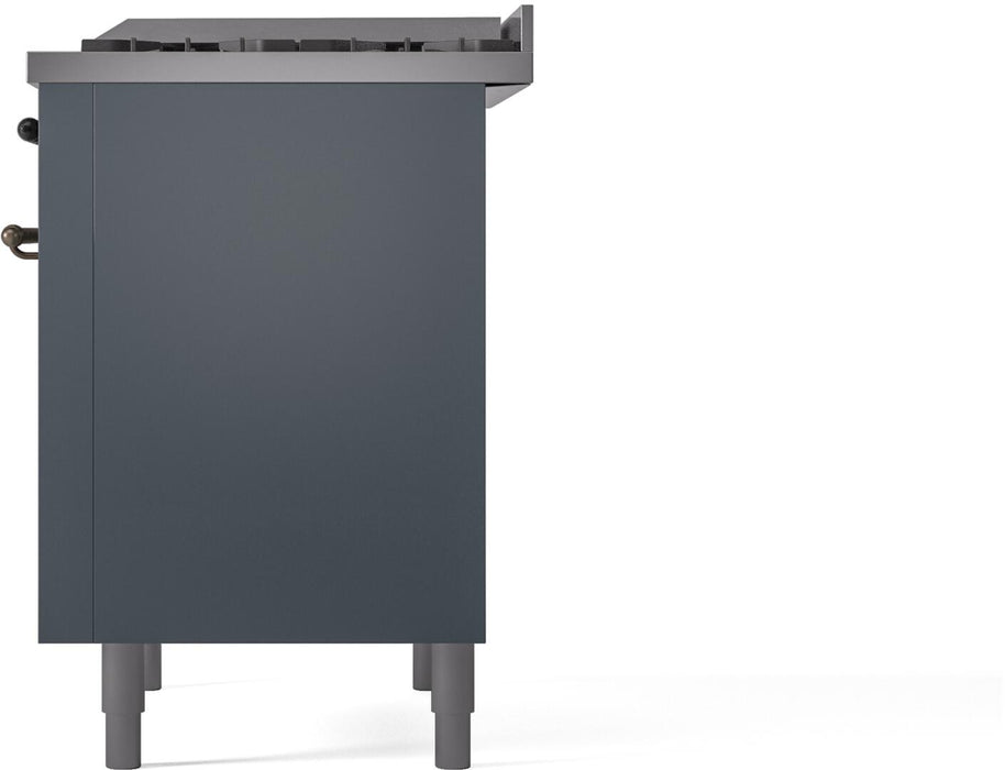 ILVE Nostalgie II 36 " Dual Fuel Natural Gas Freestanding Range in Blue Grey with Bronze Trim, UP36FNMPBGB