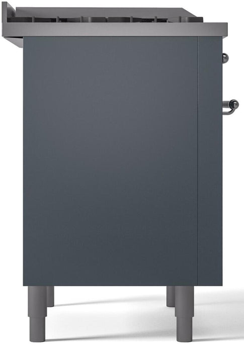 ILVE Nostalgie II 36 " Dual Fuel Natural Gas Freestanding Range in Blue Grey with Chrome Trim, UP36FNMPBGC