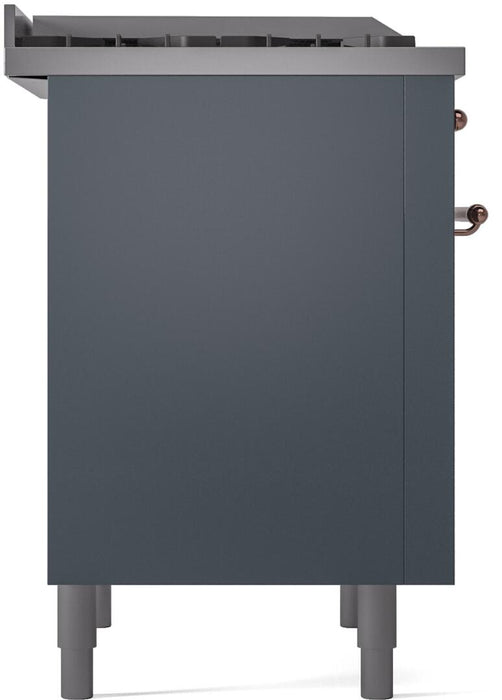 ILVE Nostalgie II 36 " Dual Fuel Natural Gas Freestanding Range in Blue Grey with Copper Trim, UP36FNMPBGP