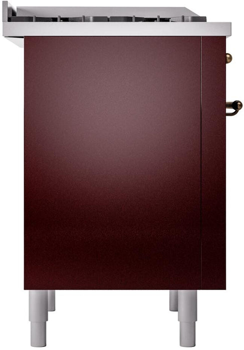 ILVE Nostalgie II 36" Dual Fuel Natural Gas Range, Burgundy, Bronze Trim UP36FNMPBUB