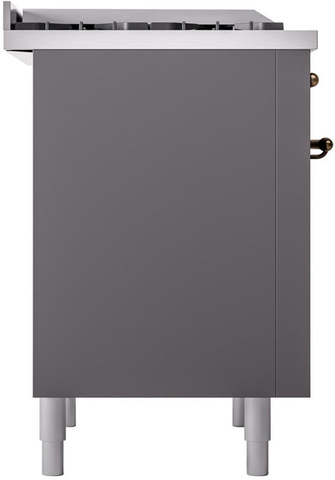 ILVE Nostalgie II 36" Dual Fuel Natural Gas Range, Matte Graphite, Bronze Trim UP36FNMPMGB