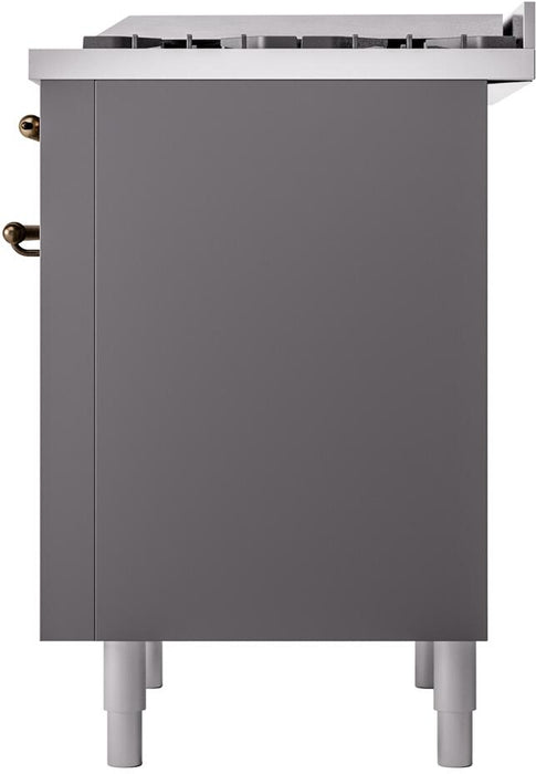 ILVE Nostalgie II 36" Dual Fuel Natural Gas Range, Matte Graphite, Bronze Trim UP36FNMPMGB
