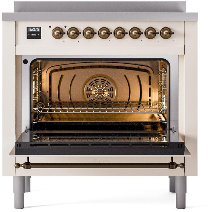 ILVE Nostalgie II 36 " Electric Range, Antique White, Bronze Trim UPI366NMPAWB