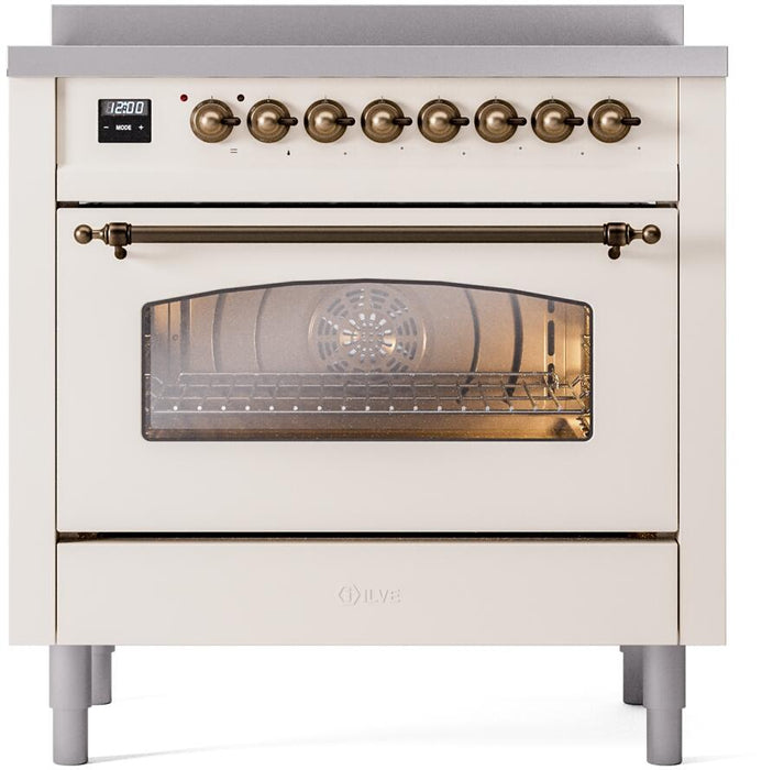 ILVE Nostalgie II 36 " Electric Range, Antique White, Bronze Trim UPI366NMPAWB