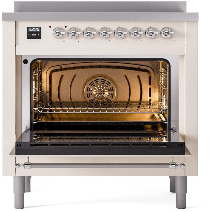 ILVE Nostalgie II 36" Electric Range, Antique White, Chrome Trim UPI366NMPAWC