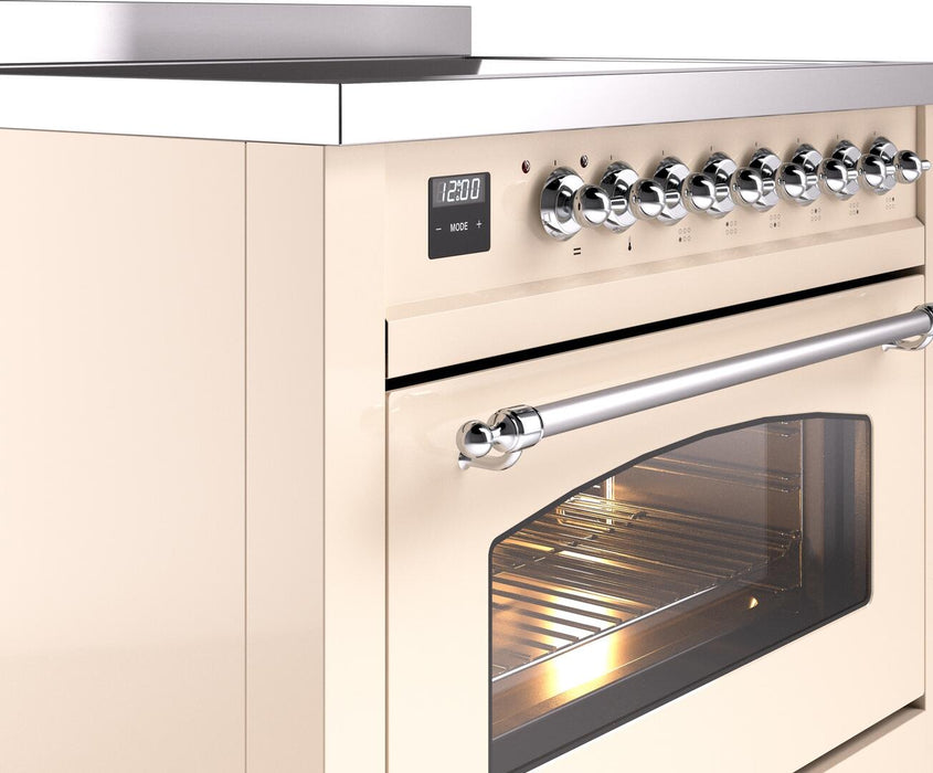 ILVE Nostalgie II 36" Electric Range, Antique White, Chrome Trim UPI366NMPAWC