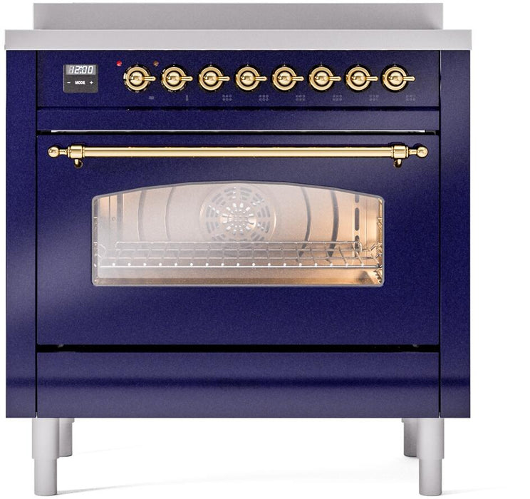 ILVE Nostalgie II 36 " Electric Range, Blue, Brass Trim UPI366NMPMBG